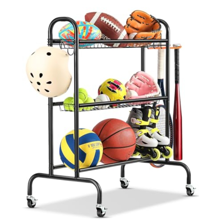 Basketball Rack Rolling Basket - Sports Equipment Organizer recension och pris